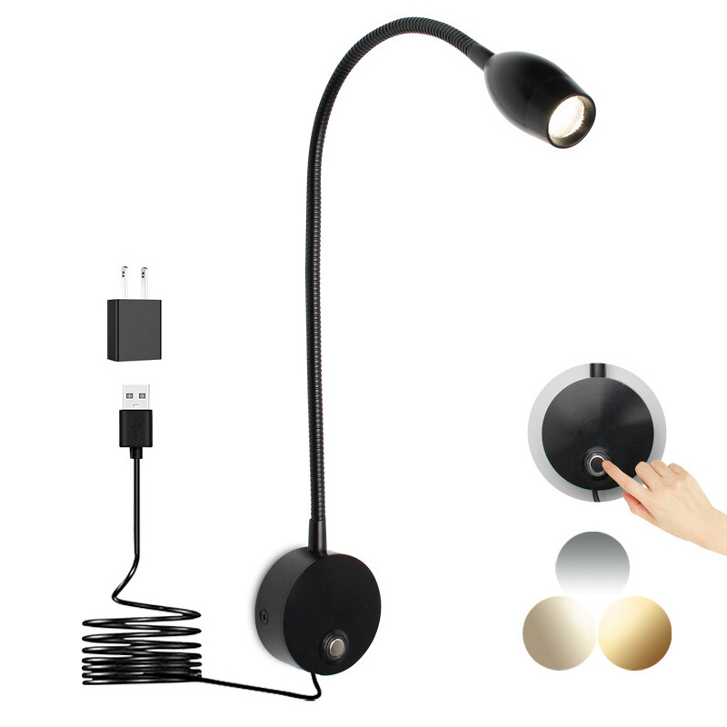 Flexible Pipe 3W LED Touch Tri-Color Dimming Lamp Picture Light Switch ...