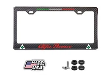 Alfa Romeo Red Script & Quadrifoglio Logos Carbon Fiber License Plate Frame 