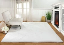 Luxury Faux Rabbit fur Fluffy Area Rug Soft Furry Sheepskin Rugs Shag Rug White