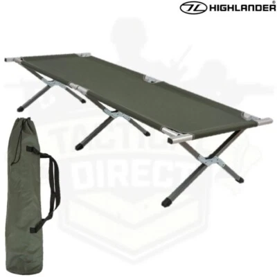 HIGHLANDER ALUMINIUM KLAPPBARES CAMPINGBETT | BRITISCHE ARMEE STIL GRÜN CAMPINGBETT