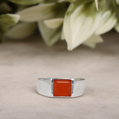 Carnelian Ring 925 Silver Ring Mens Ring Signet Ring Promise Ring Gift Him