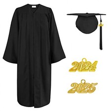 Unisex Matte Graduation Gown Cap Tassel Set 2024 for High School and Bachelor...