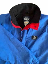 Vintage Woolrich Gore-Tex Blue Jacket Size Lg Red Trim Zip & Snap Polar Plus USA