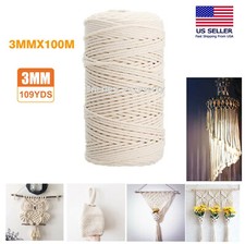 Artisan Macrame Rope 100 Natural Cotton Twisted Cord Craft String DIY 3mm 100m