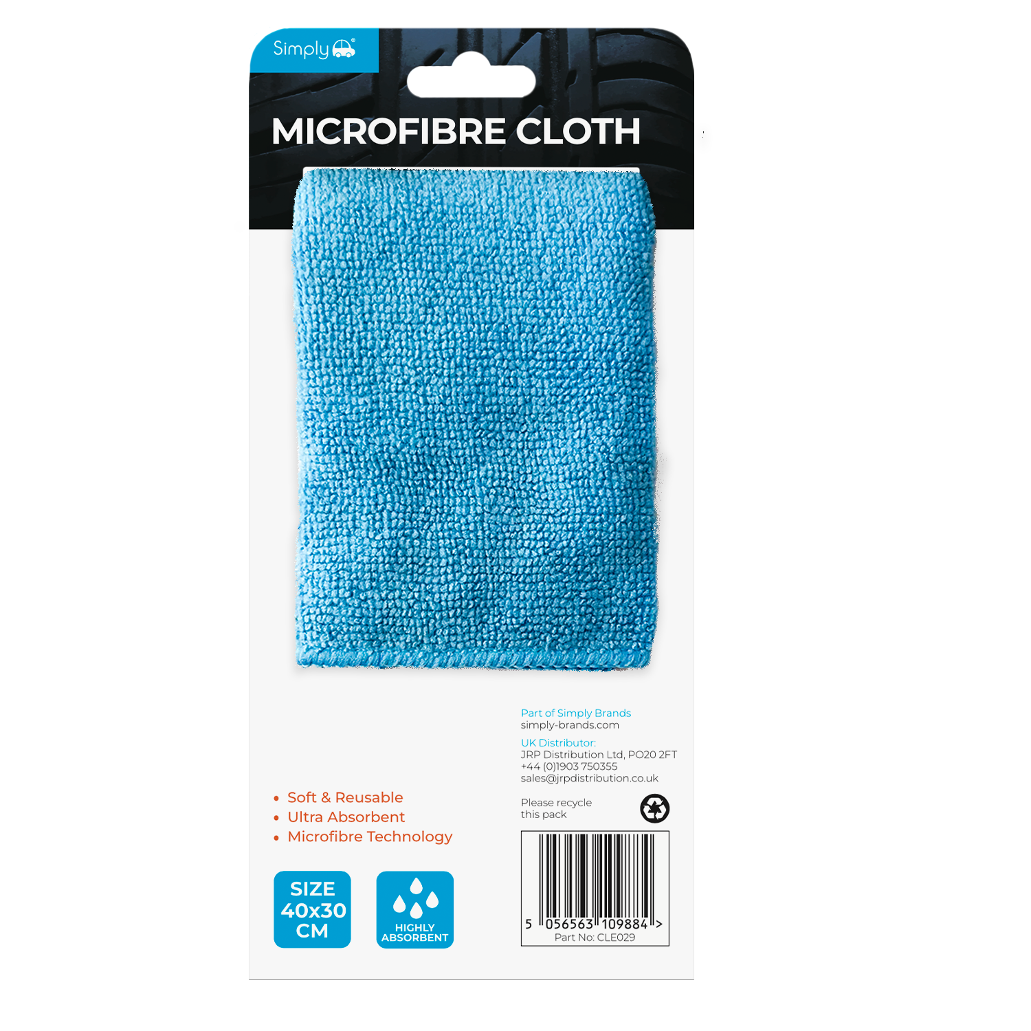 SIMPLY AUTO MICROFIBRE SINGLE CLOTH CLE029