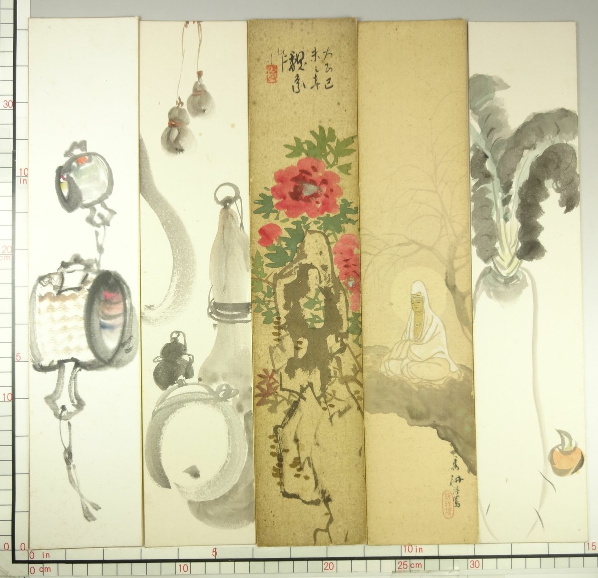 YL179 TANZAKU Set of 5 Plant Flower Japanese Painting Nihonga