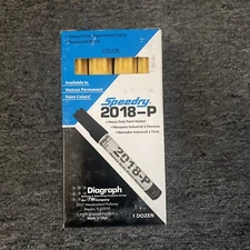 NEW! 12PACK OF YELLOW DIAGRAPH SPEEDRY HEAVY DUTY PAINT MARKERS *FREE SHIPPING