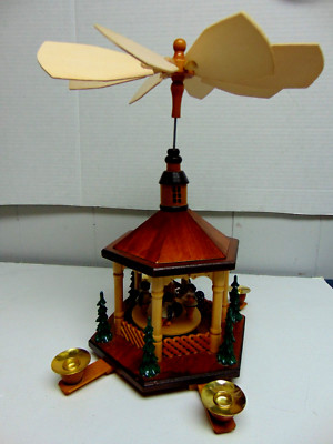 Christmas Angels Pyramid Glazed candle wooden windmill 13.5'' tall