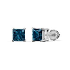 Blue Diamond 4mm Solitaire Stud Earrings 3/4 ctw in 14K Gold JP:64218