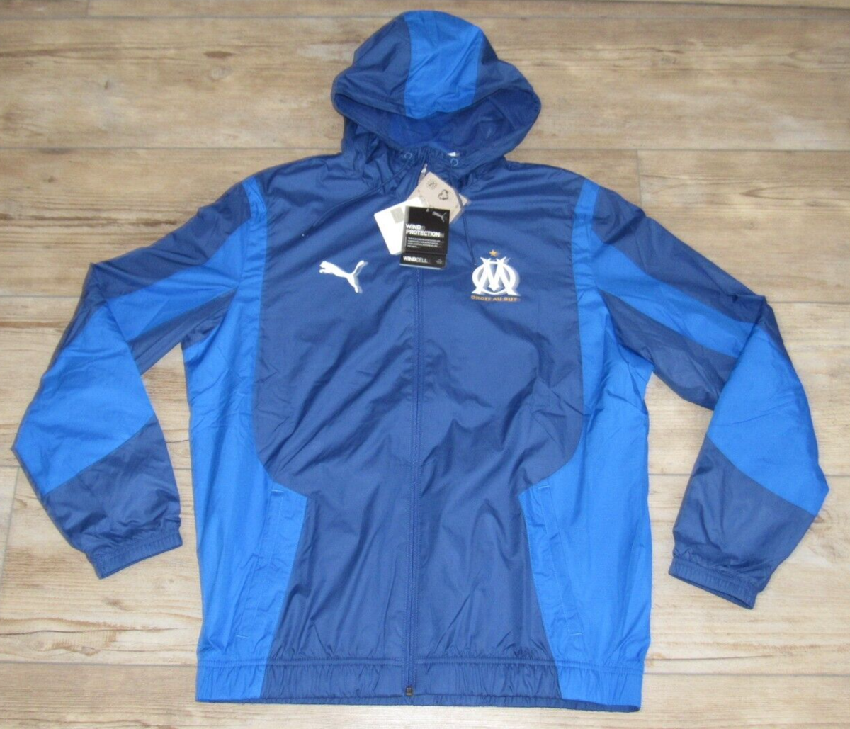 Puma Olympique de Marseille Full Zip WindCell Hooded Jacket Puma Olympique de Marseille Full Zip WindCell Hooded Jacket
