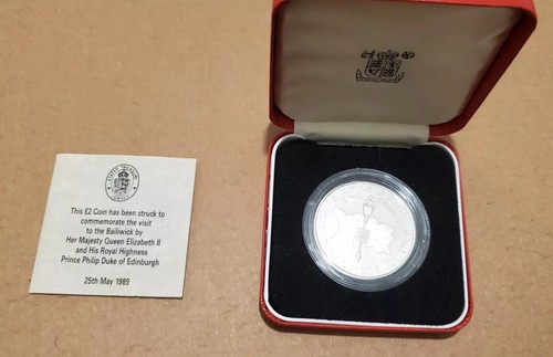 Bailiwick of Jersey 1989 Visit of Queen Elizabeth 2SILVER COIN 1 OZ - Picture 3 of 7