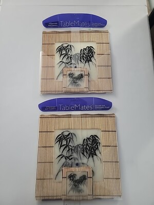 Pimpernel Table Mates Lot Of 2/ 8 Total Placemat & Coasters/Bamboo Leaves/NEW 