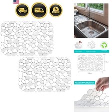 Pebble Sink Protectors for Kitchen Sink, PVC Eco-friendly Adjustable Stainles...