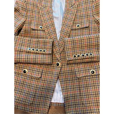 Veronica Beard Olive Plaid Wool Dickey Blazer (Zip-In Compatible) Size 8