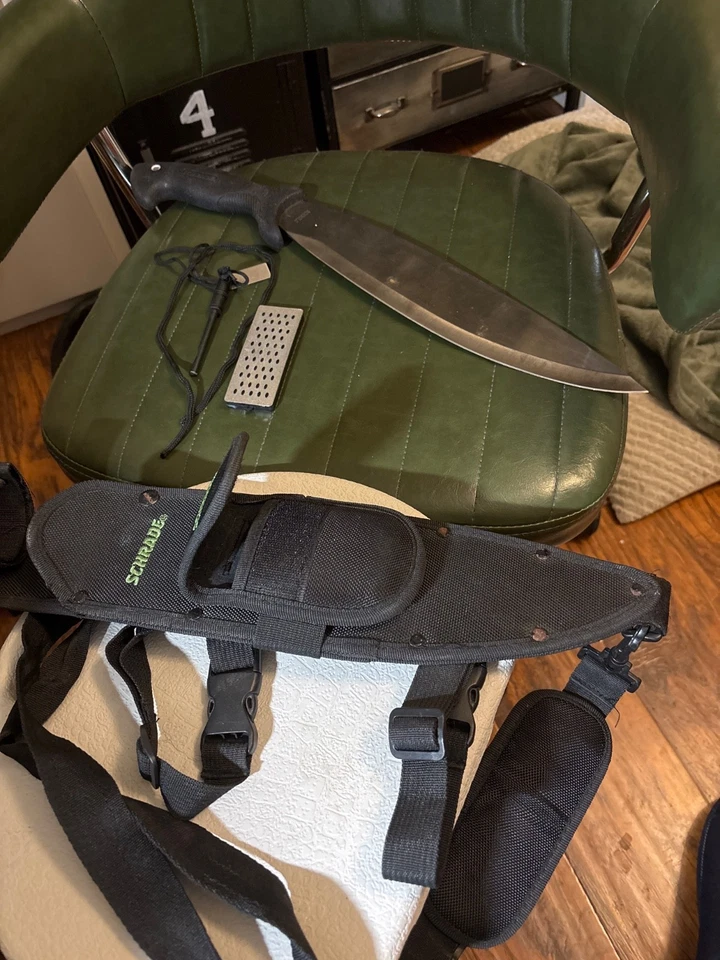 Schrade Survival Combat Knife 14” Blade Jungle Marine Corps Era w/ Sheath & Shar - Image 2 of 2