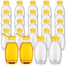 24 Pcs Clear Plastic Honey Bottles Plastic Skep Style Jar Honey Squeeze Bottle 