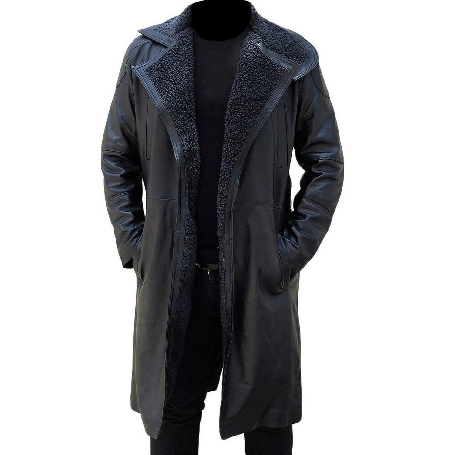 Mens Ryan Gosling Blade Runner 2049 Officer K Real Lambskin Black Leather Jacket - product detail image 2