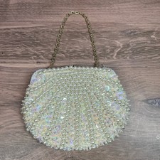 VTG 1960's LaRegale LTD Pearl Sequin Beaded Clutch Bag Gold Chain Evening Purse