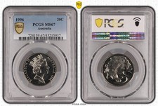 1996 20 Cent Coin - PCGS MS67 Uncirculated - Queen Elizabeth II