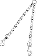 Heavy Duty 2 Way Dog Lead Metal Chain Double Pet Clip Leash Coupler 360 Swivel