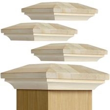 4 Pcs 3.5" x 3.5" Wood Newel Post Cap Fence Post Cap for Topper Top Resistant...