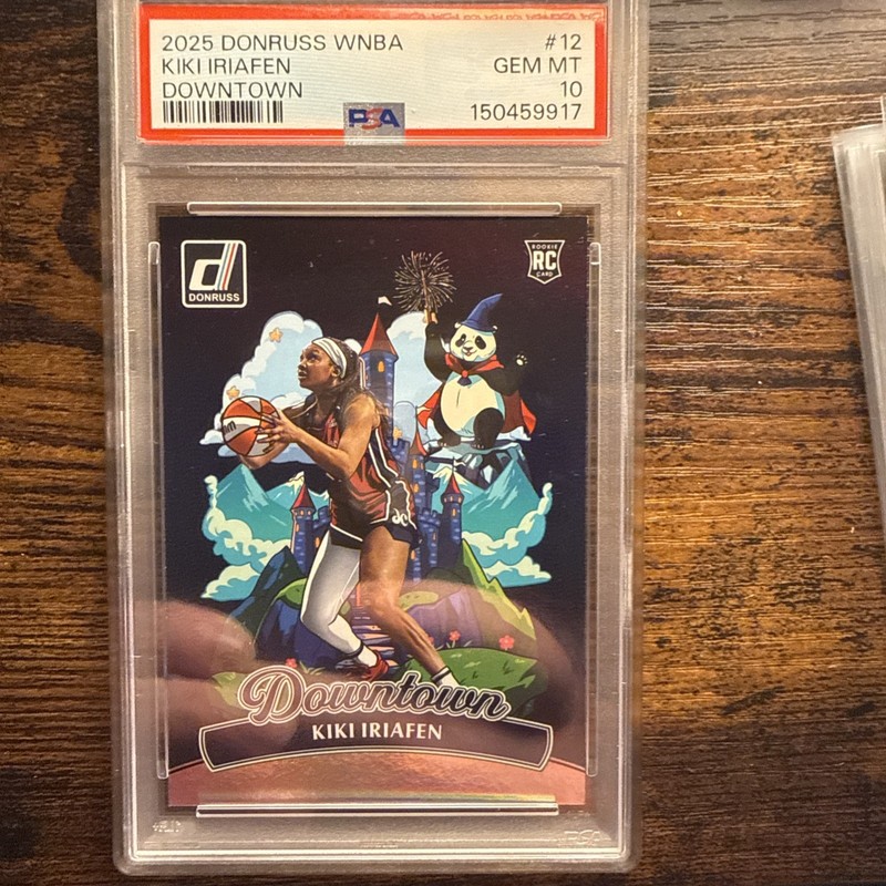 2025 Panini Donruss WNBA Kiki Iriafen Downtown SP Rookie RC #12 Mystics PSA 10