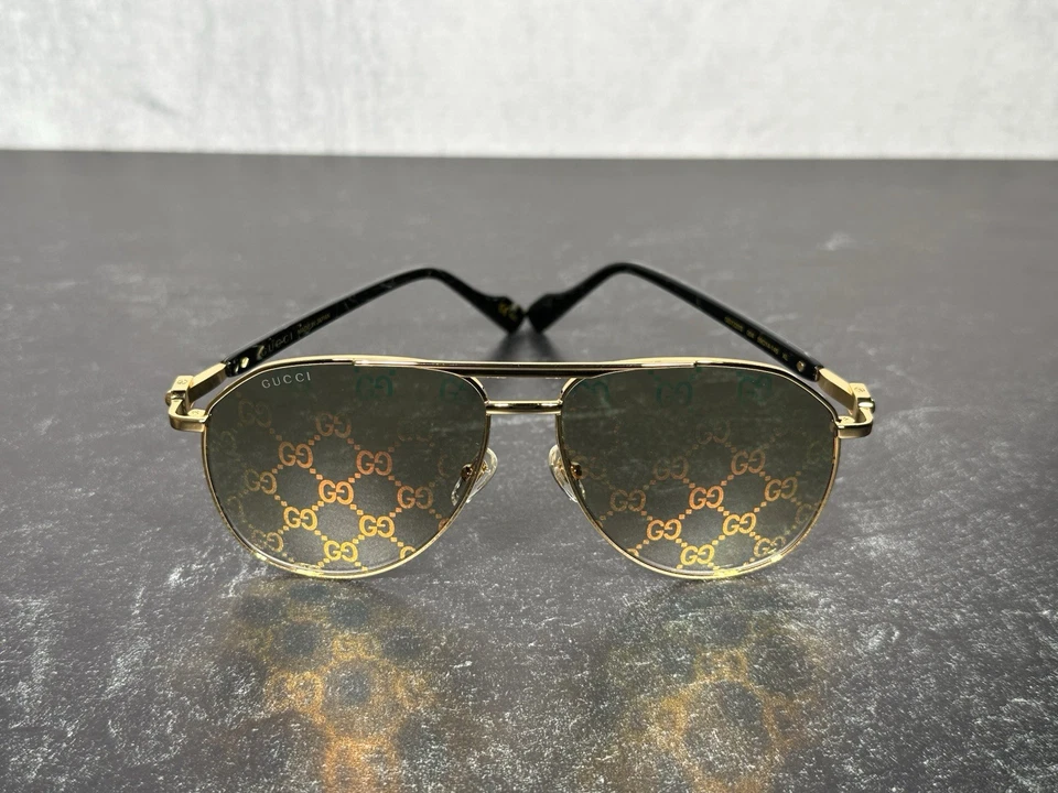 GAFAS DE SOL GUCCI AVIATOR GG1220S DORADO 004 VERDE GG LOGO LENTE 1220S! SE ENVÍA HOY Foto 2 de 4
