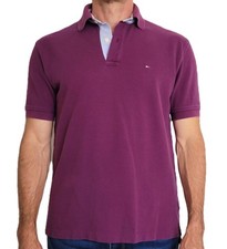 Tommy Hilfiger Men  s Medium Polo Shirt Purple Classic Cotton Flag Logo