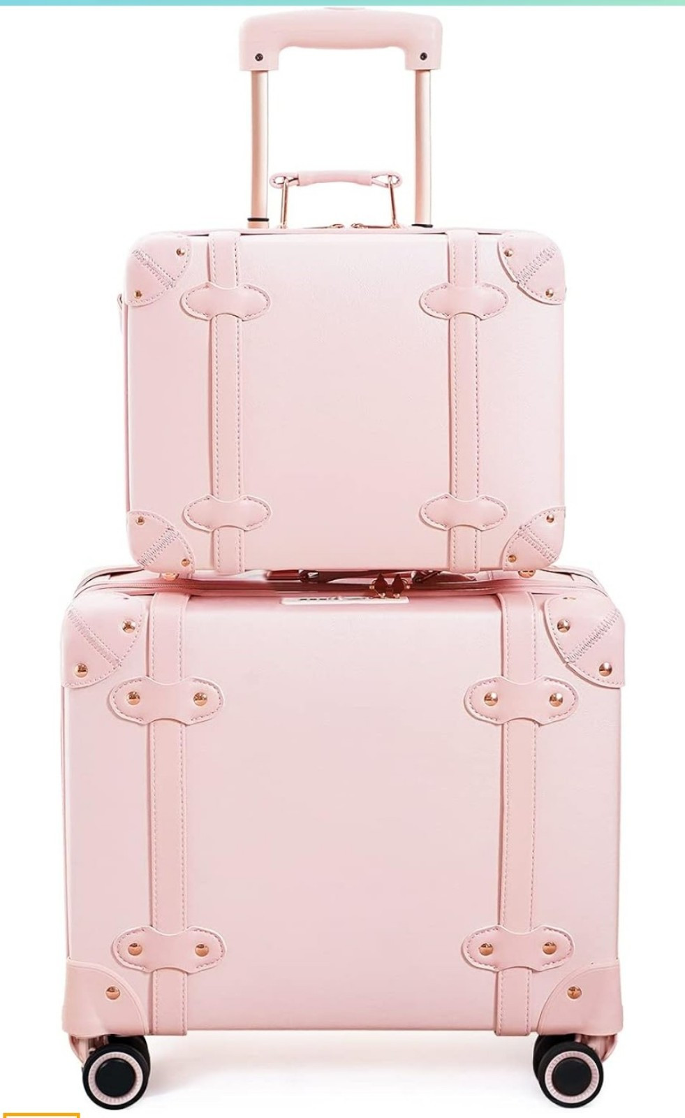 With Wheels Cute Retro Suitcase For Airplanes Pink