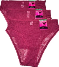 Maidenform 3-Pack High Leg Sexy LACE Underwear Panty Nylon Blend Red Size L/7