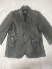 Scully Mens Leather Blazer Sz 46 Black Vintage Y2k
