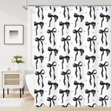 Cute Bow Shower Curtain Black Aesthetic Bowknot Shower Curtain for Bathroom M...
