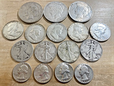 U.S. SILVER COIN LOT- 16 COINS DOLLARS, HALF'S, QUARTERS, SEE LIST BELOW!!    -
