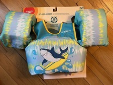 Speedo Splash Jammer Kids Life Jacket Vest Shark Pattern, 33-55 LBS