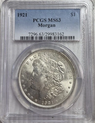 1921 P Morgan Silver Dollar. PCGS MS63 A0832.