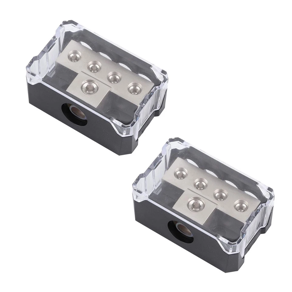 New 7*4.5*2.9cm 2Pcs Car Audio Power Distribution Block 0/2/4 AWG Input - Image 3 of 4