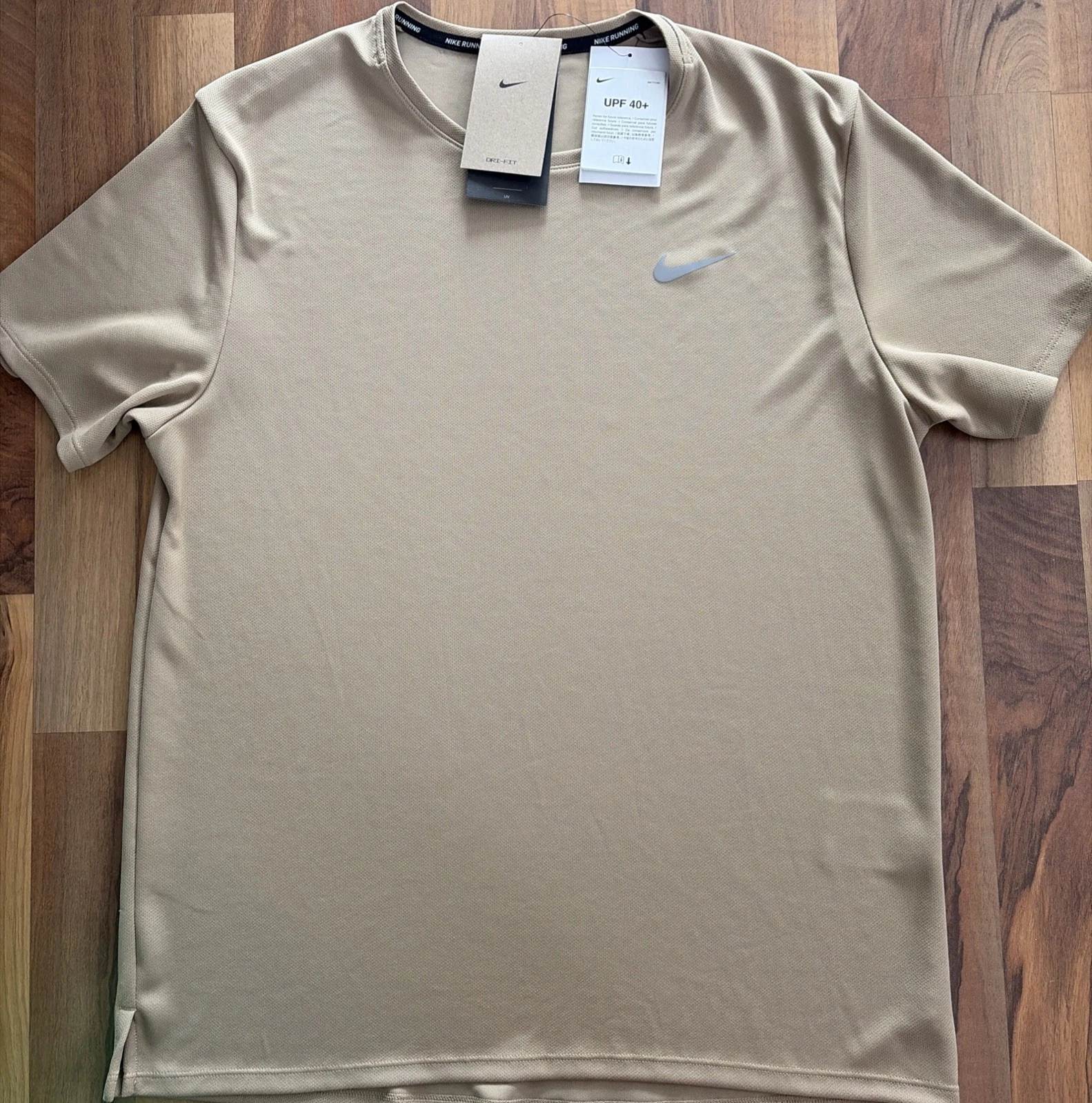 Nike Running T Shirt Size Medium Tan Gold Brown Dri Fit UV UPF 40 Miller
Opens in a new window or ta
