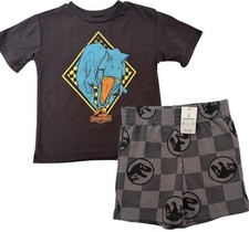 Jurassic World Toddler Boys 2PC Outfit T-Rex Shirt  Shorts Size 3T NWT