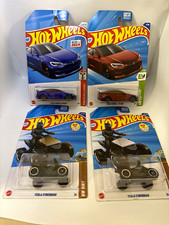Hot Wheels Tesla Lot of 4 – 2 Model S Plaid + 2 Cyberquad – 1:64 Diecast
