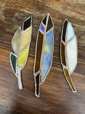 LOT OF 3 Feathered Stain Glass Feather 7.5 Inches Multicolored