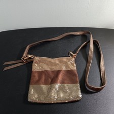 Vintage Ladies Whiting Davis Metal Mesh Gold/Copper Tone Cross Body Bag