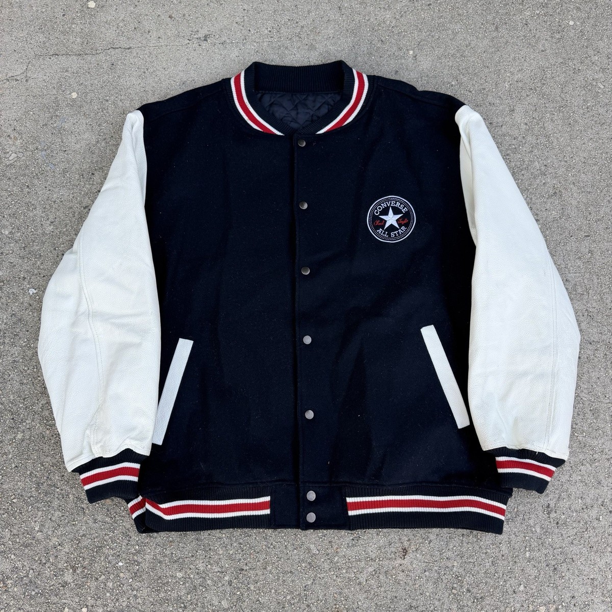 Vintage 90s Converse All Star Leather Wool Letterman Varsity