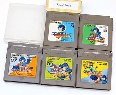 Nintendo Gameboy Rockman World 1 2 3 4 5 set Megaman GB Japan Game boy Tested