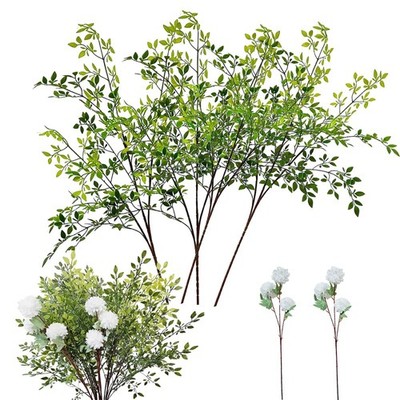 4 Branch 41.34'' Green Nandina Faux Branches and 2 Branch 25.98'' White Imitati...