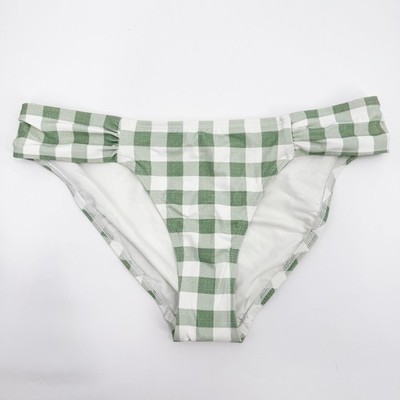 ROBIN PICCONE Jemma Bikini Bottoms Size Medium NEW Gingham Agave Green NWOT