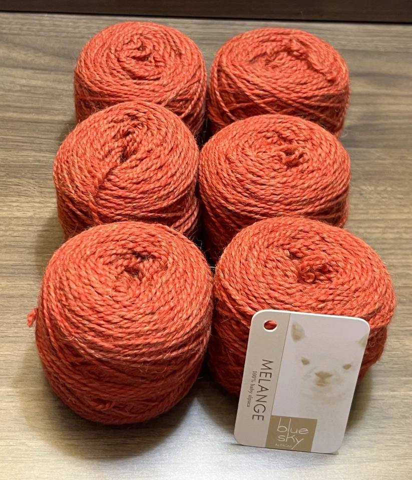 Hilo Blue Sky MELANGE SALSA #806 100 % bebé alpaca 50 gr/100 metros ea. Juego de 6 Foto 2 de 4