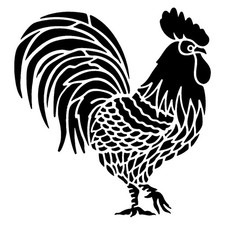 Really Great Stencils, Chicken Stencil 4B, 4x4", Rooster Fancy Chickens Feathers