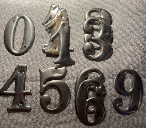 LOT OF 14 VINTAGE 3" Raised ALUMINUM HOUSE NUMBERS READ