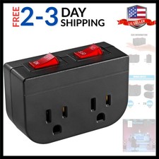 Grounded Outlet with Double ON Off Switch, 2 Port Electrical Outlet Plug Swit...