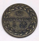SOVEREIGN COIN WEIGHT ANTIQUE NUMISMATIC HALF GUINEA GOLD SCALES WEIGHT BRASS